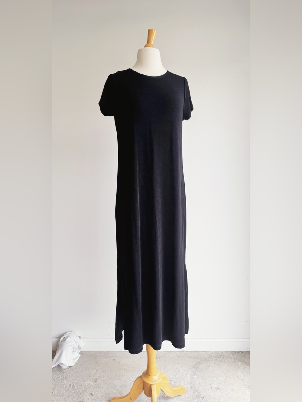 Chico's Travelers Black Maxi Dress  Medium Travel Knit Side Slit Dress - Picture 2 of 6